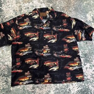 North River Shirt Mens XXLarge Hot Rod Route 66 All Over Print Button Up